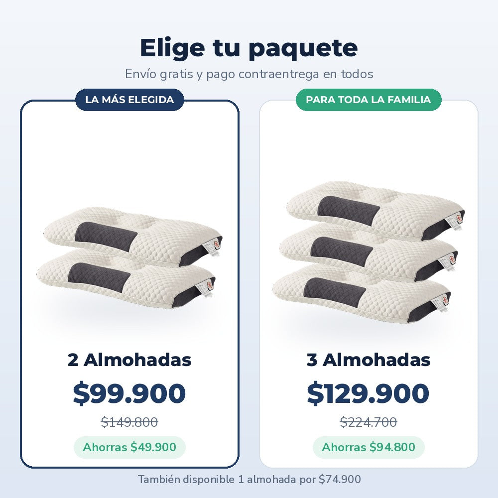 Paquetes de 2 y 3 almohadas CerviCare